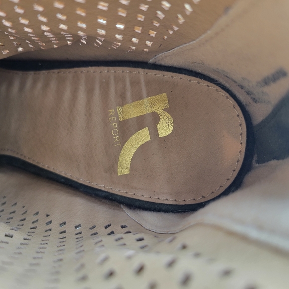 Report Perforated Peep Toe Lace Up Ankle Boot Booties Womens 7.5 Olive Green - Picture 6 of 7